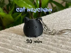 Chubby Cat Keychain - fuzzy charm figurine