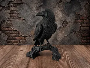 Raven’s Perch – Realistic Raven on Gnarled Branch