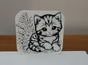 Dessous de verre chaton et fleurs hueforge