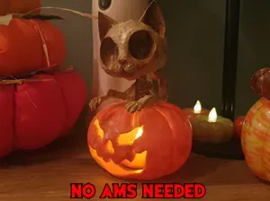 Halloween Zombie Cat Jack o Lantern NO AMS