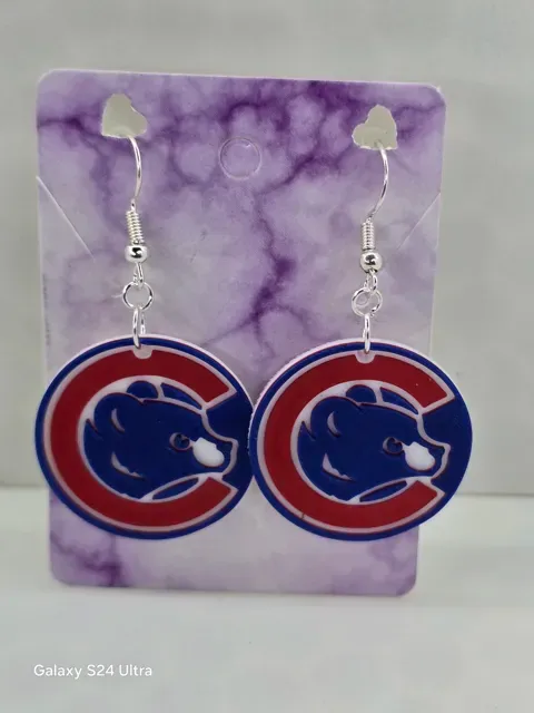 Chicago Cubs Earrings — Image 4 of 4