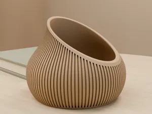 Oblique Vase | Ribbed Japandi Decor