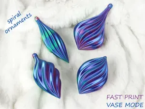 Spiral Christmas Ornaments / Baubles in Vase Mode