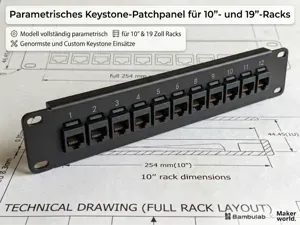Parametrisches Keystone-Patchpanel für Racks