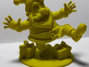 Yellow Santa Gnome Jumping with Gifts