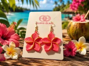 Aloha Gold Plumeria Earrings.