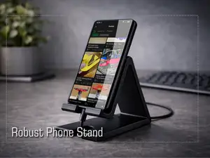 Phone stand with and without cable slot