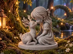 Little Girl & Baby Deer