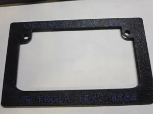 Motorcycle License Plate frame customizable text