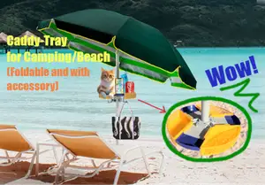 Swiwel and foldable Caddy-Tray for beach-camping