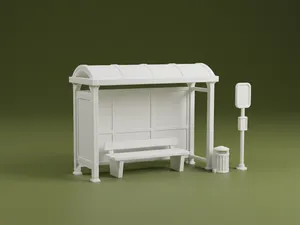 Bus Stop Shelter 3D Model – Bus Station Diorama