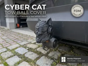 Cyber Cat Tow Ball Cover | Trailer Hitch Cap