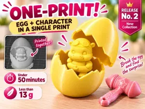 One-Print Surprise Egg #02 | Happy Hippo Toy 3D