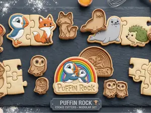 Puffin Rock Friends Cookie Cutter&Stamper Set