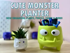 Cute Monster Planter & Desk Organizer Set