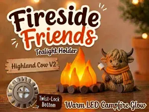 Fireside Friends Tealight Holder Highland Cow V2