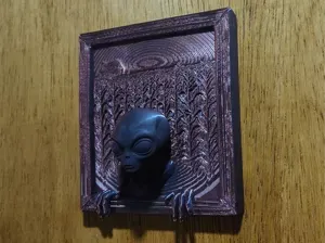 Alien Escaping the Frame - High Relief 3D Wall Art