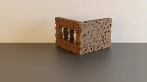 Ruined corner wall #5 with multiple windows - wargaming terrain