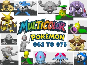 Multicolor Pokemon 061 to 075 (Gen 1) 