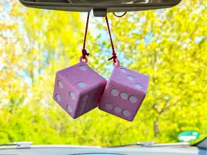 Fuzzy Dice Car Mirror Charm / Fuzzy Skin