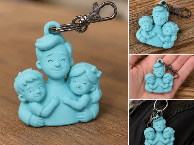Father & Children 3D Keychain