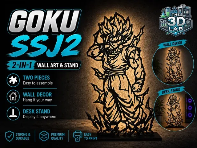 Goku SSJ2 - 2-in-1 Wall Art & Display Stand