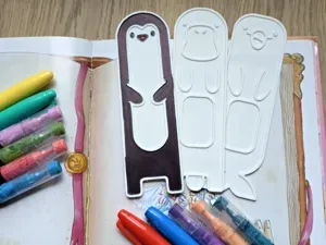 Penguin Duck Dolphin Bookmark Coloring Craft