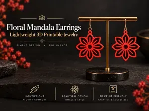 Floral Mandala 3D Printable Earrings