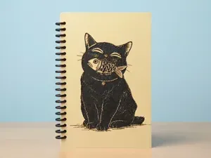 Cute japanase style cat with fish notebbok cover