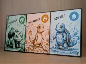 Bulbasaur, Charmander & Squirtle Hueforge & Frame