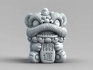 开运石狮-国潮醒狮摆件-2026中国新年农历马年-春节儿童涂色玩具