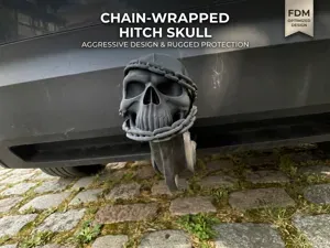 Chain Wrapped Skull Trailer Hitch Cover