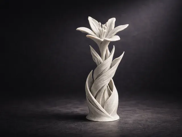 Twisted Lily Sculpture - Elegant Spiral Flower
