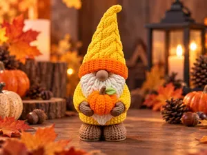 Knitted Autumn Gnome – Pumpkin Edition