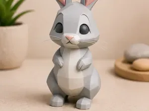 Low-Poly Kawaii Rabbit Figurine | Desk Decor | AMS