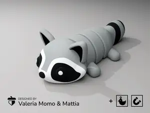 Cute Flexi Pets Raccoon (Keychain & Magnet)