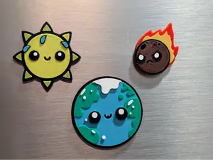 Cute Earth, Sun & Meteor Magnets - Layered Design