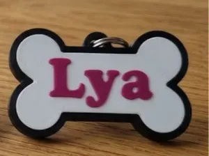Chapa de Hueso para Mascotas - Nombre y Teléfono