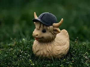 Teen Highland Cow in a cap duck, Cruise Jeep Duck