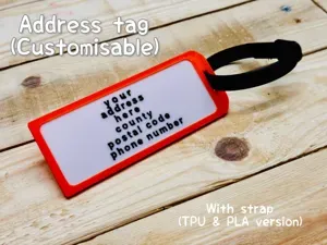 Address tag with strap