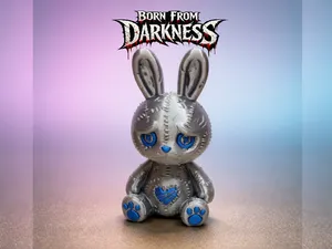 "Patchy Puff" Kuschel Horror Hase mit Herzblick