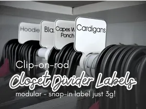 Closet divider labels - clip-on-rod - modular