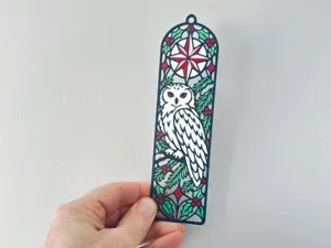 Christmas Snowy Owl Winter Star Openwork Bookmark