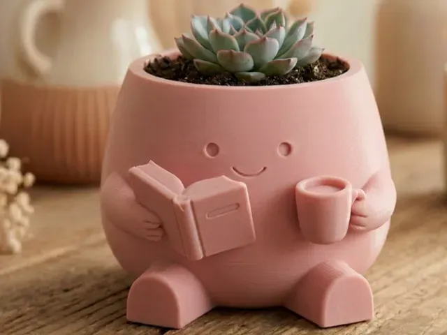 Cozy Reader Planter ♡ - Cute Book Lover Decor