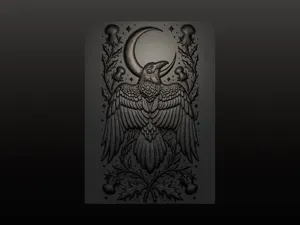 Raven’s Vigil — Gothic Bas-Relief Wall Art