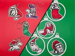 Simon's Cat Christmas Keychain/Tree Ornaments
