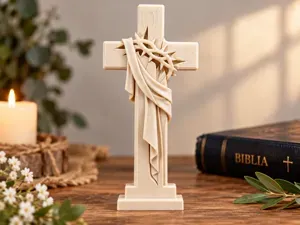 Cross with Crown of Thorns & Draped Cloth