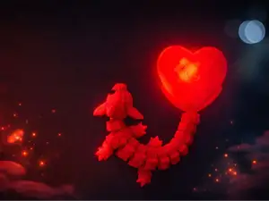 Cute Crystal Axolotl Flexi with Heart Valentine