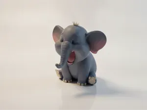Cute Baby Elephant Yawning Character Figure