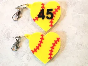 Customizable Softball / Baseball Keychain/Bag Tag